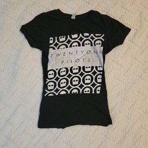 Twenty One 21 Pilots S Womens Fitted Tee Black Short Sleeve Interlock Logo